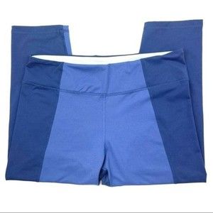 Marika Sport Navy Blue and Medium Blue Capri Leggings Gym Yoga Pants Sz 12 14 L